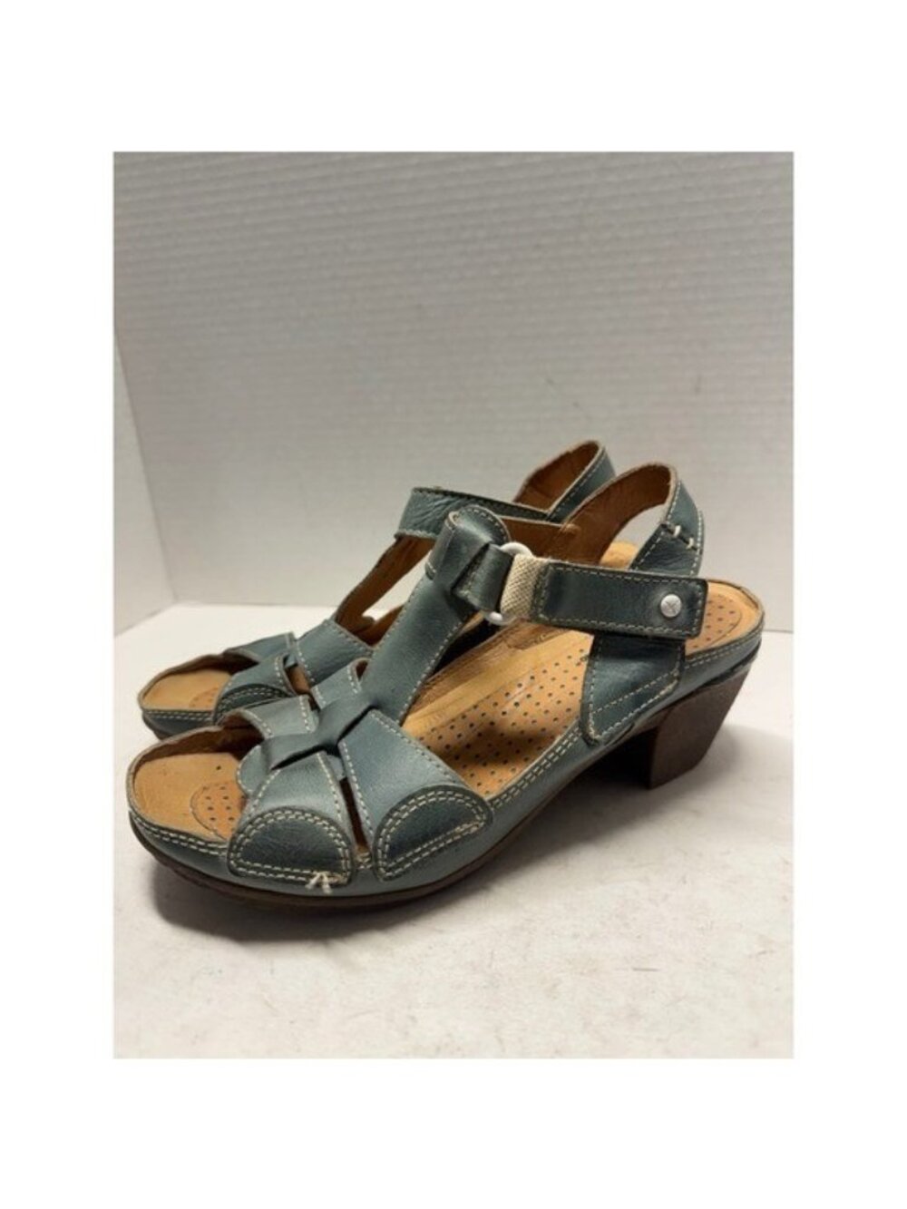 Pikolinos Teal Blue Leather Fisherman Sandals Secolino Spain 39 8.5